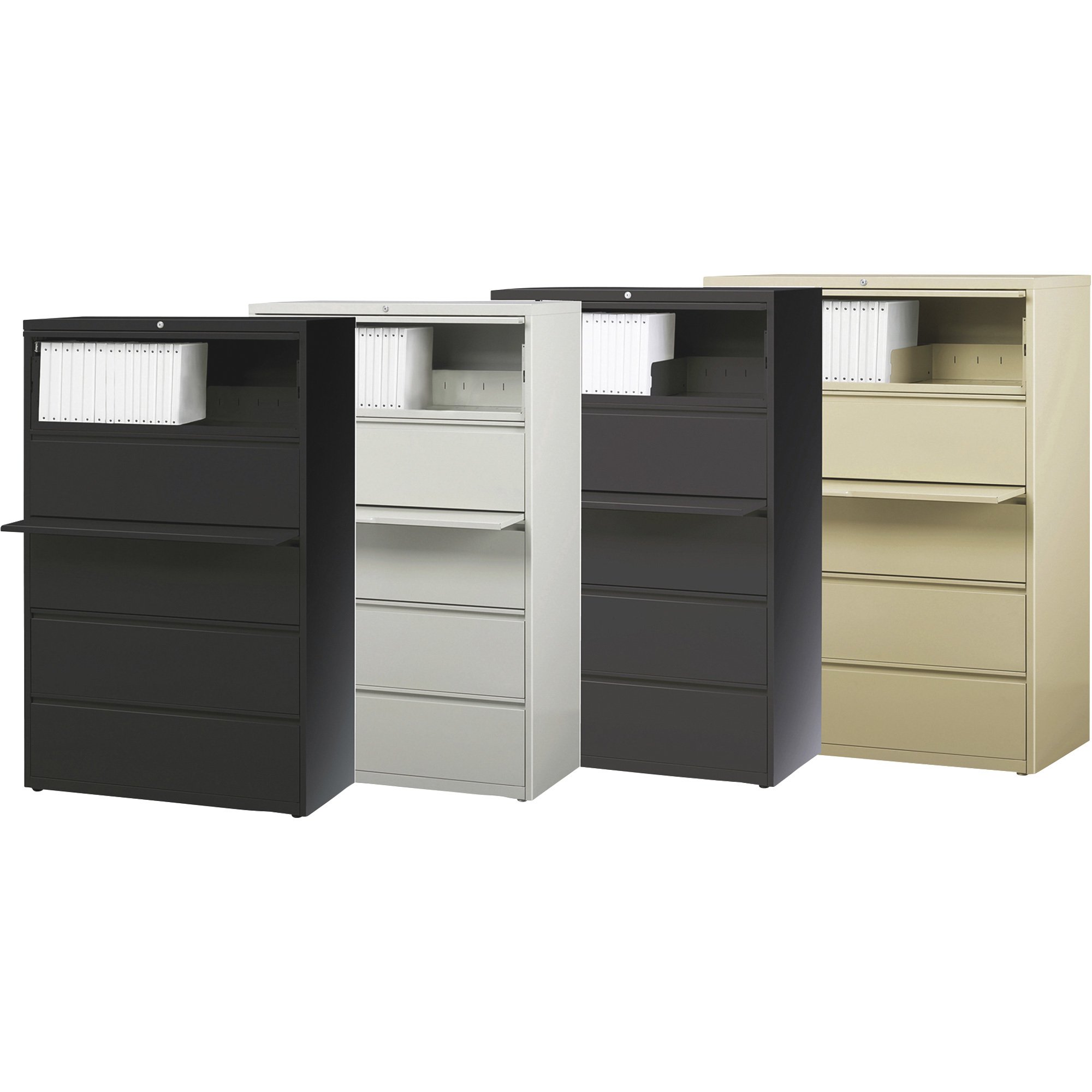 Hirsh Industries 5-Drawer Cabinet for Letter-, Legal- or A4-Size Folders — 42in.W  x 18 5/8in.D x 67 5/8in.H